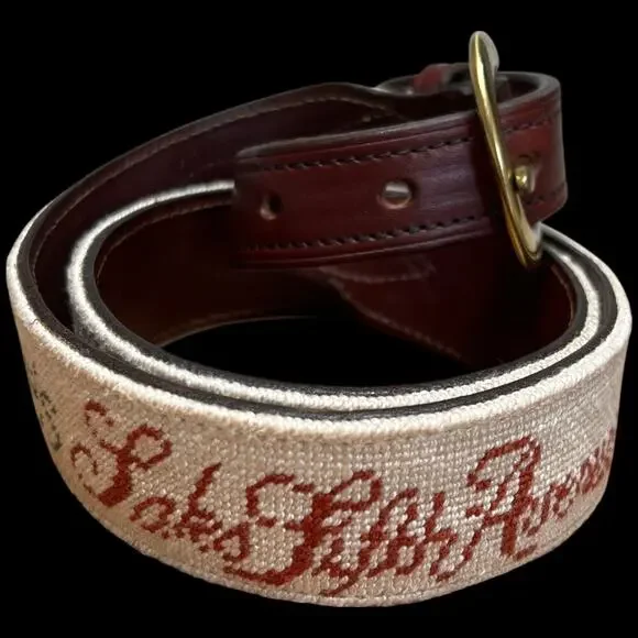 L. Insko Winchester Kentucky Custom Brown Women's Leather Needlepoint Belt - Picture 2 of 10